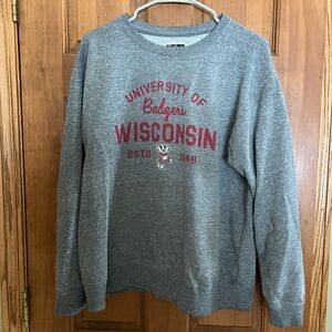 League Gray Wisconsin Badgers Crewneck Sweatshirt - L